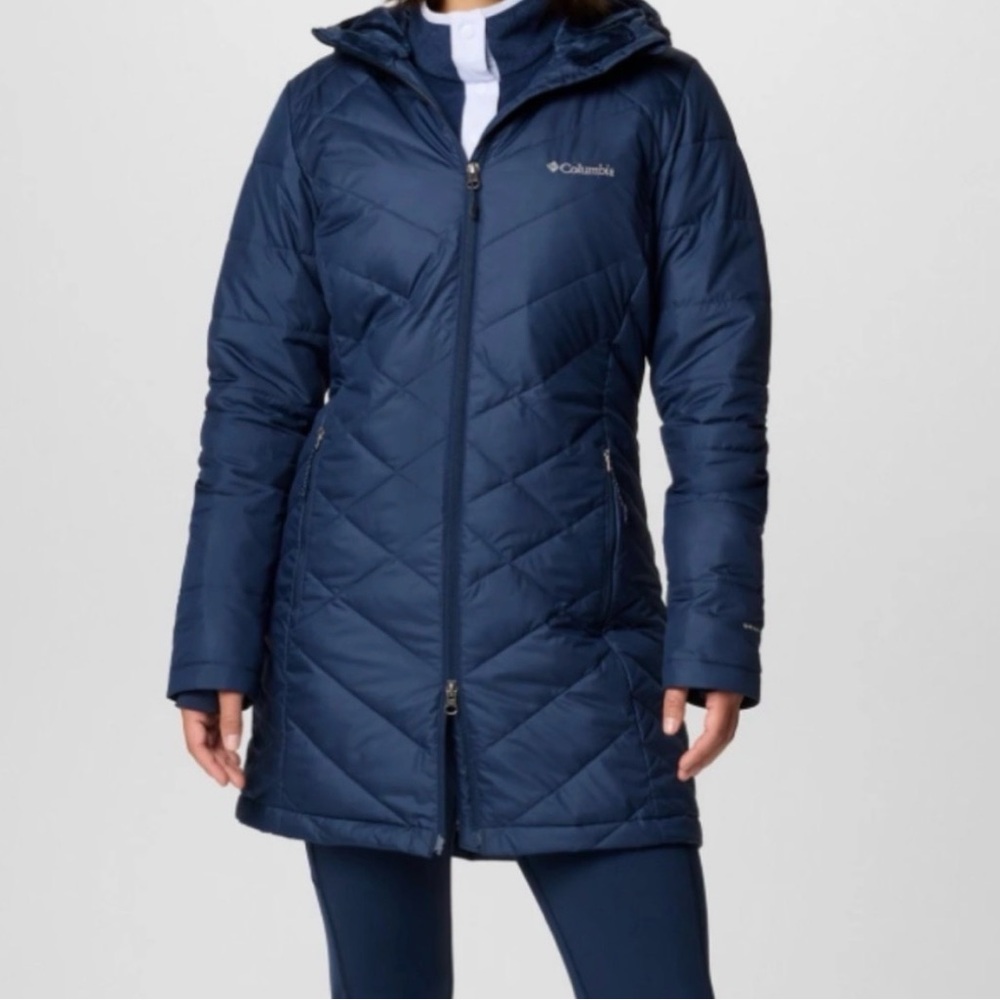 Columbia Heavenly long puffer coat in navy size large